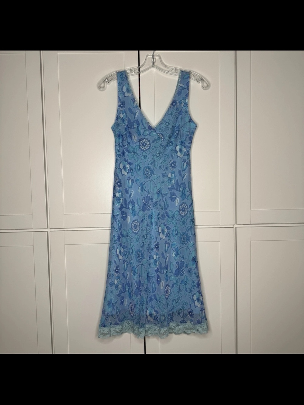 Vintage 90s/Y2K 2000s Studio Y Blue Floral Pastel Lace Fairy Prom Formal Dress!